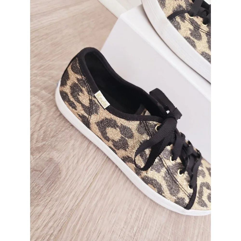 Keds Kate Spade Kickstart Animal Leopard Print Glitter Sneakers Shoes 5 Womens